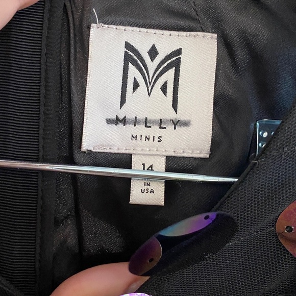 Milly Minis Black Purple Blue Sequin Dress girls size 14 - Picture 4 of 7